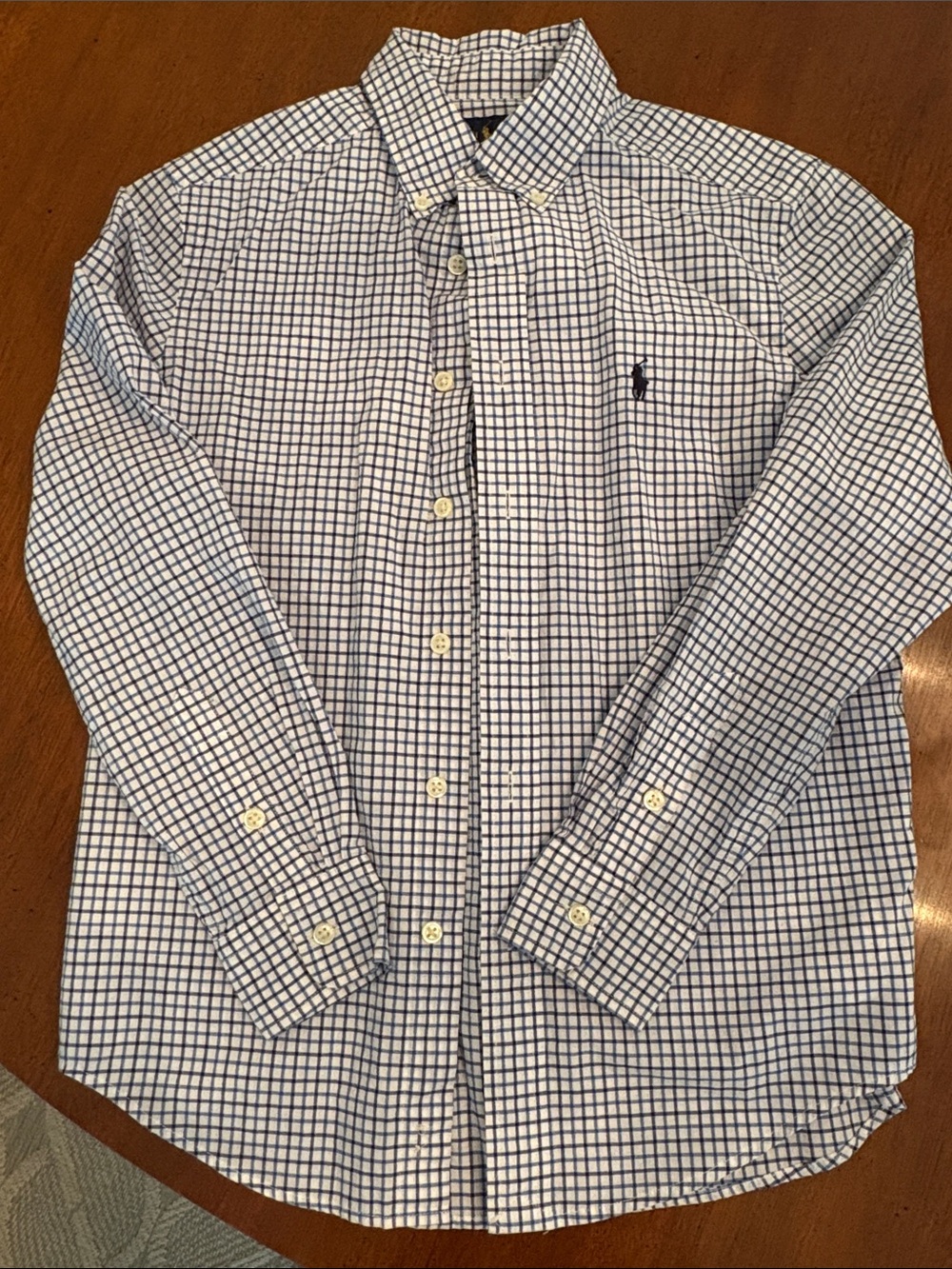 Ralph Lauren Boys White and Blue Windowpane Button Down Shirt